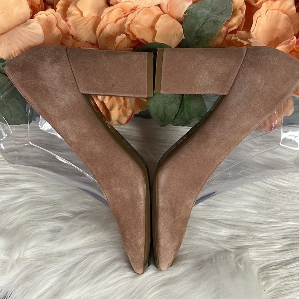 Aquatalia Blush Pink Suede Block Heel Pumps - Picture 6 of 11